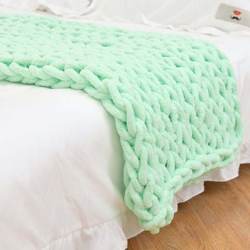 KTX-007699 Coarse Wool Chenille Blanket - Soft, Warm, and Versatile in Multiple Colors