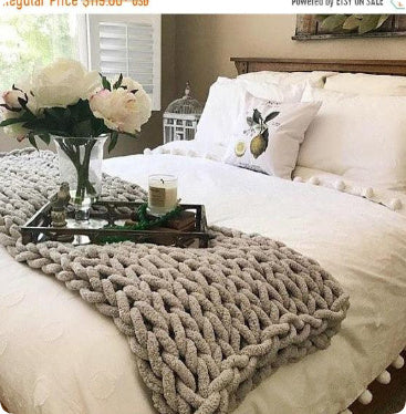 KTX-007699 Coarse Wool Chenille Blanket - Soft, Warm, and Versatile in Multiple Colors