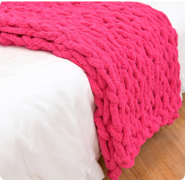 KTX-007699 Coarse Wool Chenille Blanket - Soft, Warm, and Versatile in Multiple Colors