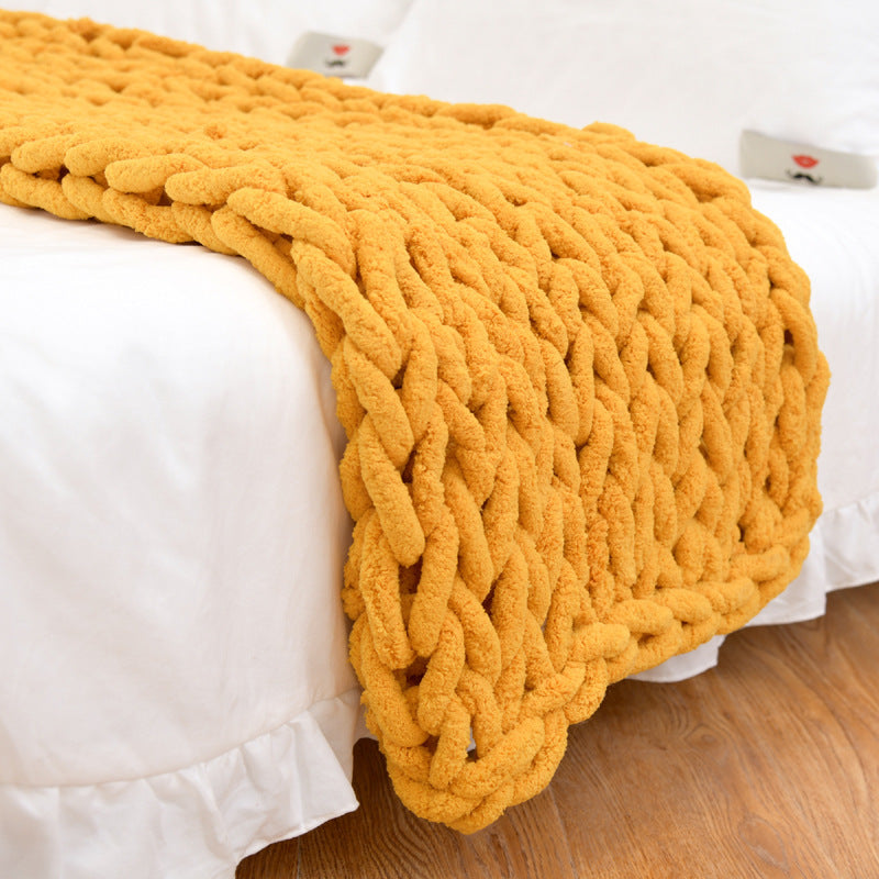 KTX-007699 Coarse Wool Chenille Blanket - Soft, Warm, and Versatile in Multiple Colors