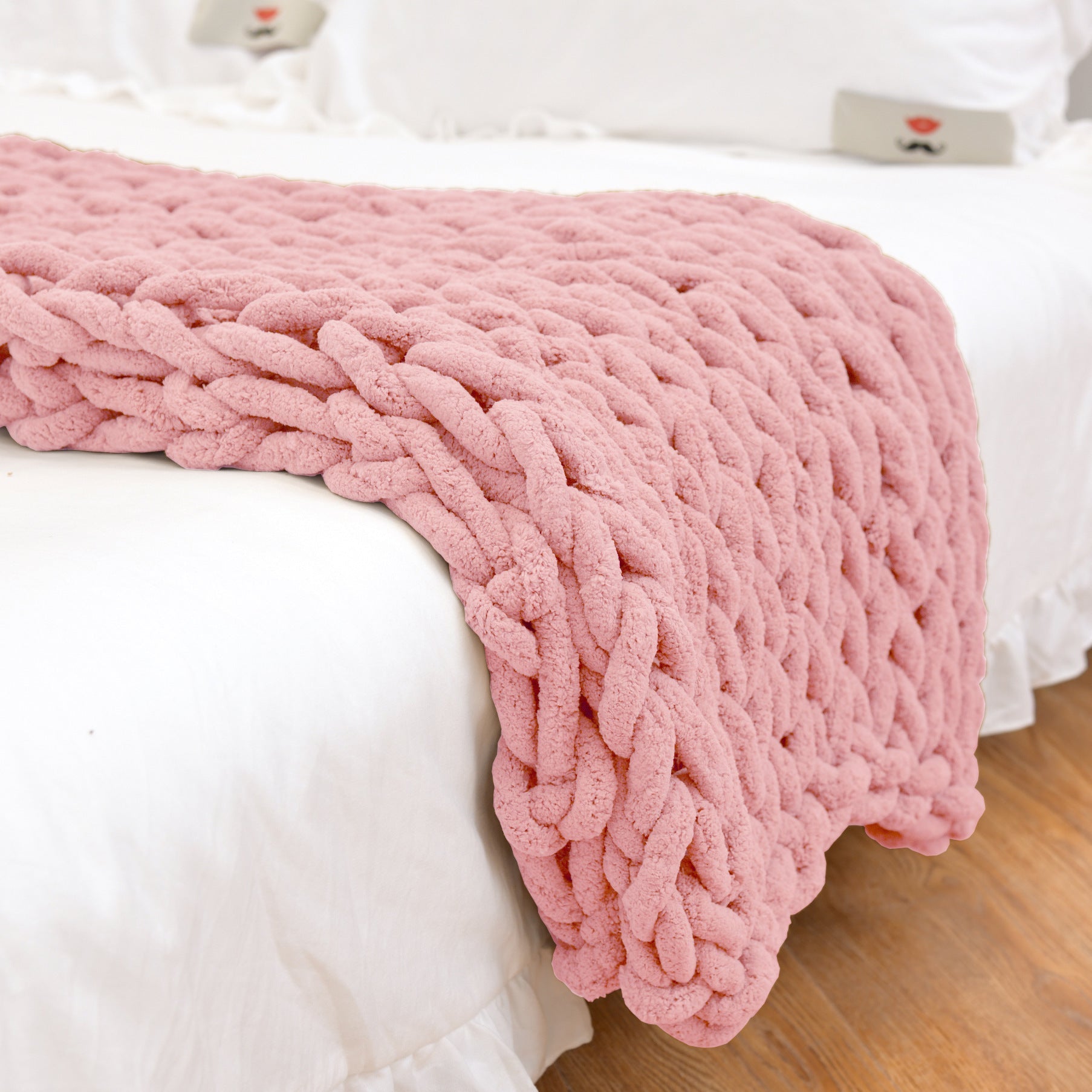 KTX-007699 Coarse Wool Chenille Blanket - Soft, Warm, and Versatile in Multiple Colors