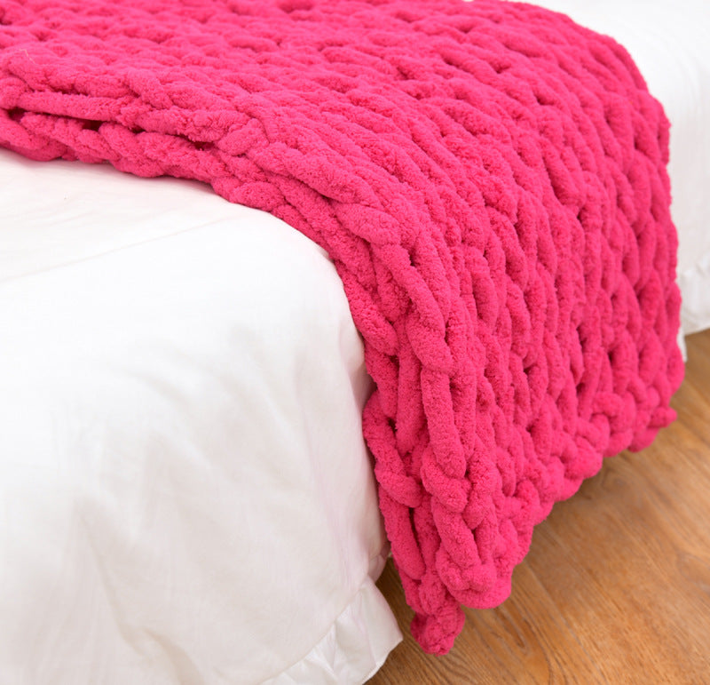 KTX-007699 Coarse Wool Chenille Blanket - Soft, Warm, and Versatile in Multiple Colors