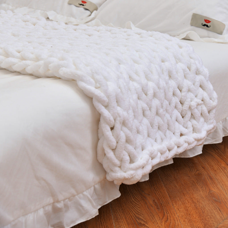KTX-007699 Coarse Wool Chenille Blanket - Soft, Warm, and Versatile in Multiple Colors
