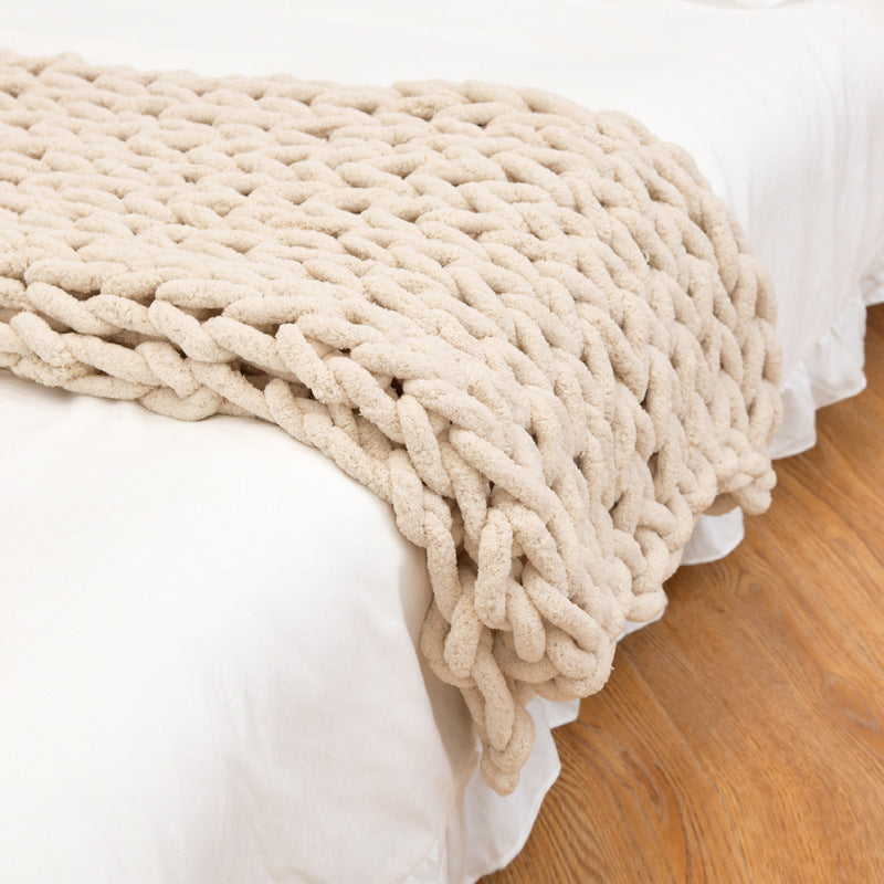 KTX-007699 Coarse Wool Chenille Blanket - Soft, Warm, and Versatile in Multiple Colors