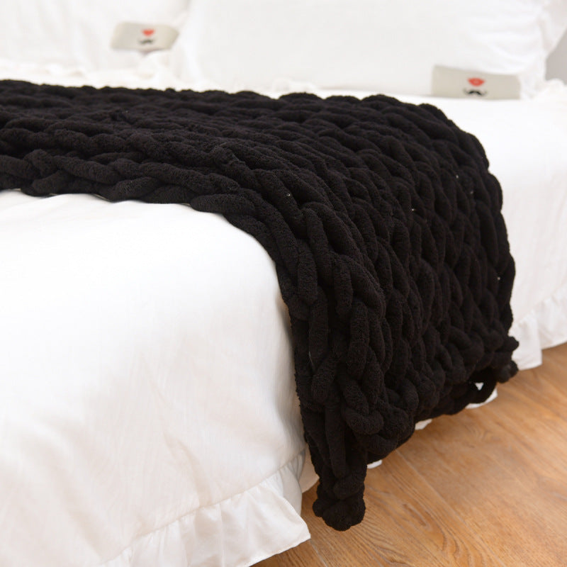 KTX-007699 Coarse Wool Chenille Blanket - Soft, Warm, and Versatile in Multiple Colors