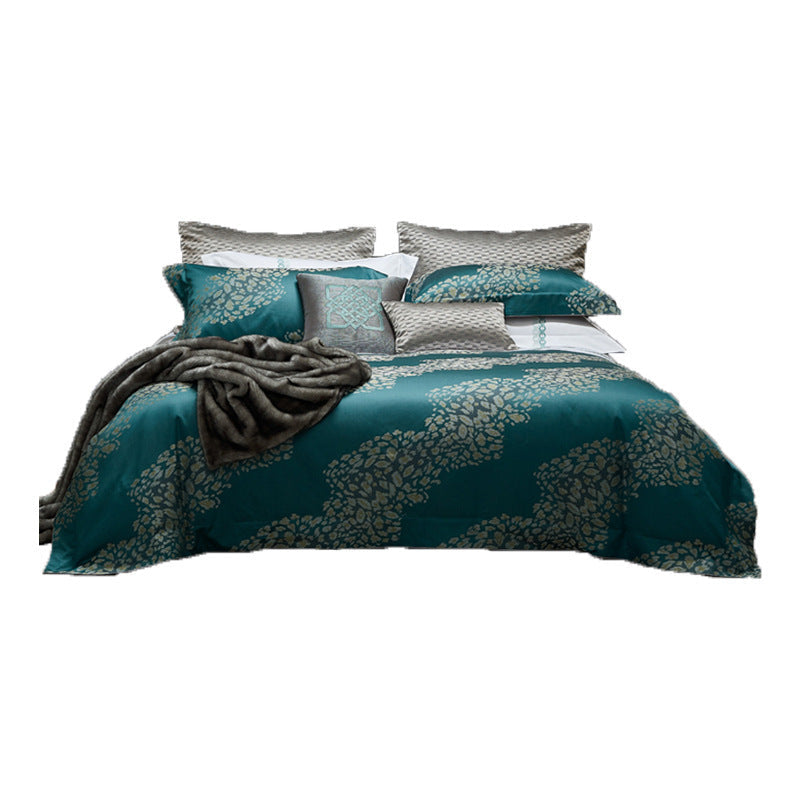 KTX-008019 Cotton Four-Piece Bedding Set with Geometric Pattern for Queen and King Size Beds