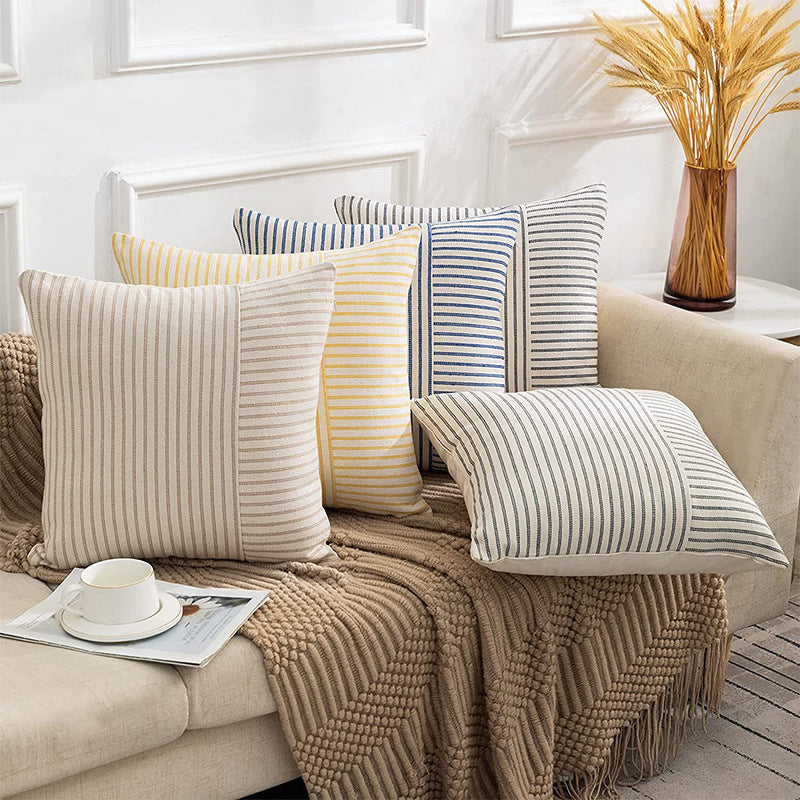 KTX-008147 Striped Canvas Pillow Cover for Sofa and Bedroom - 45x45cm
