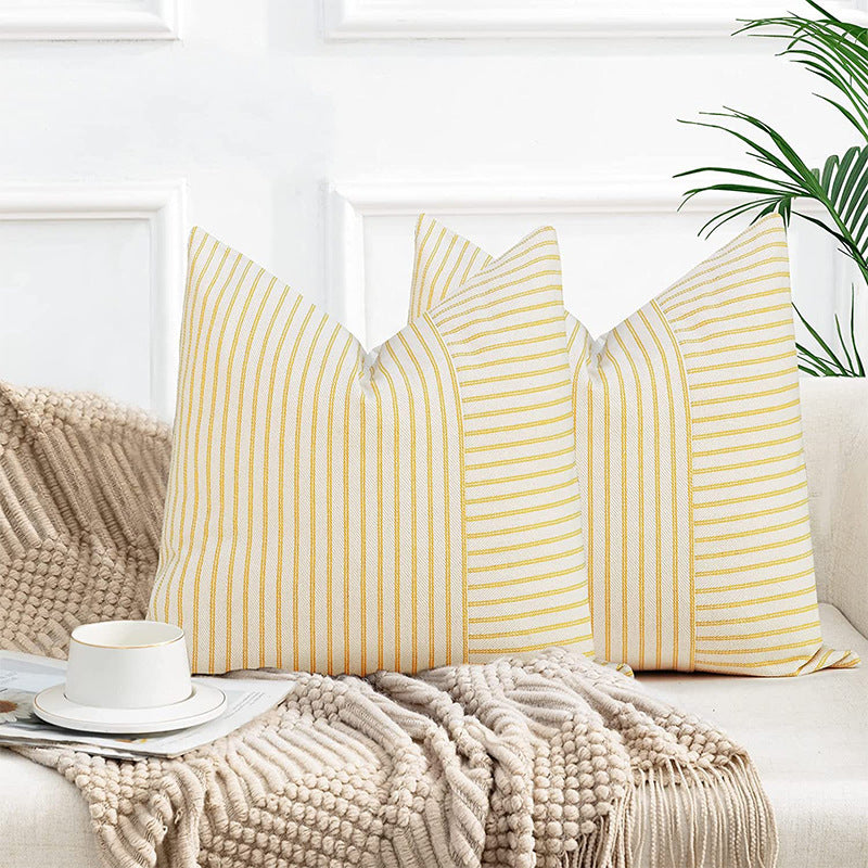 KTX-008147 Striped Canvas Pillow Cover for Sofa and Bedroom - 45x45cm