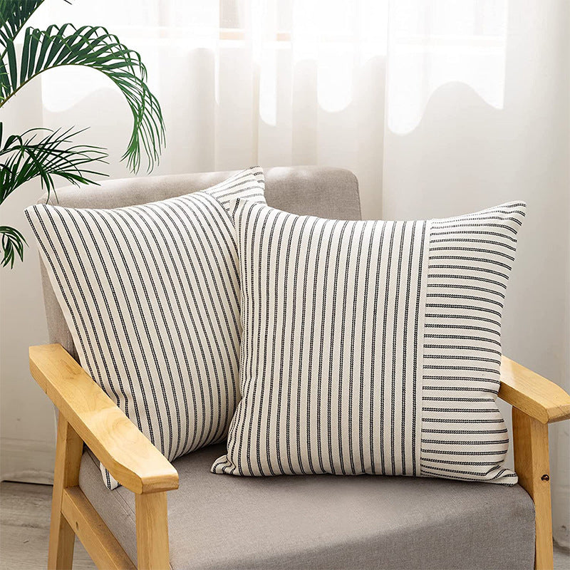 KTX-008147 Striped Canvas Pillow Cover for Sofa and Bedroom - 45x45cm
