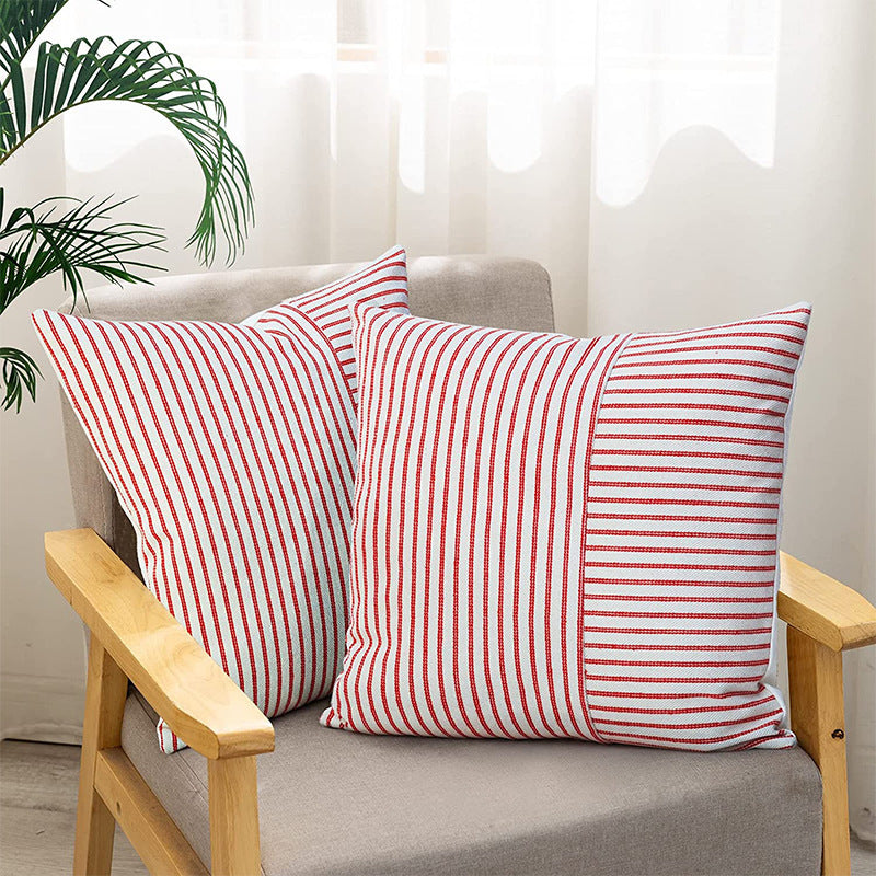 KTX-008147 Striped Canvas Pillow Cover for Sofa and Bedroom - 45x45cm