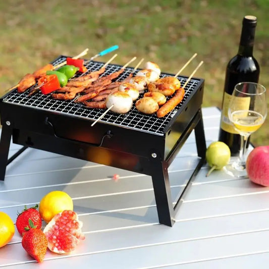 KTX-008211 Portable Charcoal BBQ Grill, Folding Outdoor Smoker for Camping, Picnics, and Beach Use, Steel Construction