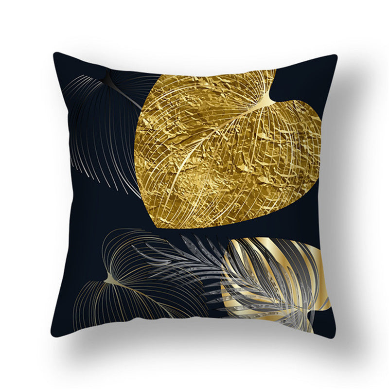 KTX-008531 Ginkgo Leaf Printed Pillow Cover in Modern Design, 45x45cm, Soft Fabric