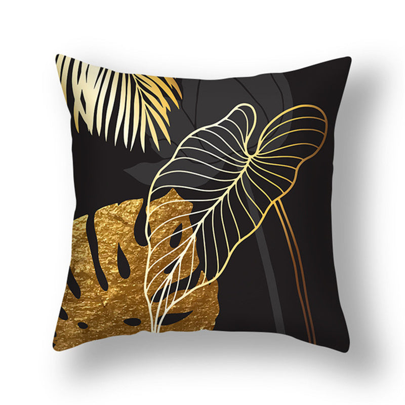 KTX-008531 Ginkgo Leaf Printed Pillow Cover in Modern Design, 45x45cm, Soft Fabric