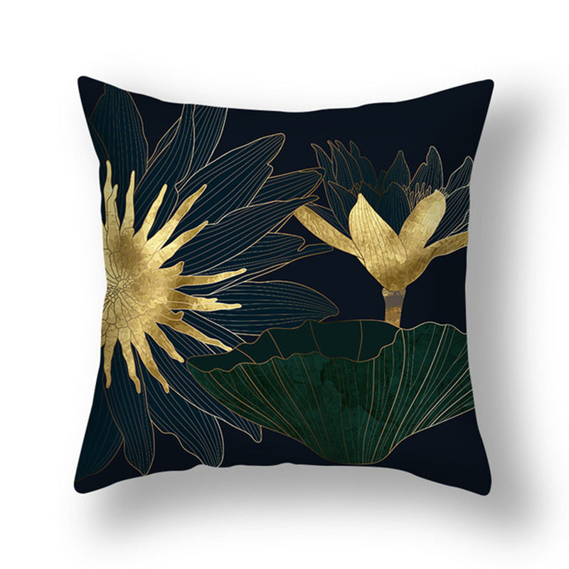 KTX-008531 Ginkgo Leaf Printed Pillow Cover in Modern Design, 45x45cm, Soft Fabric
