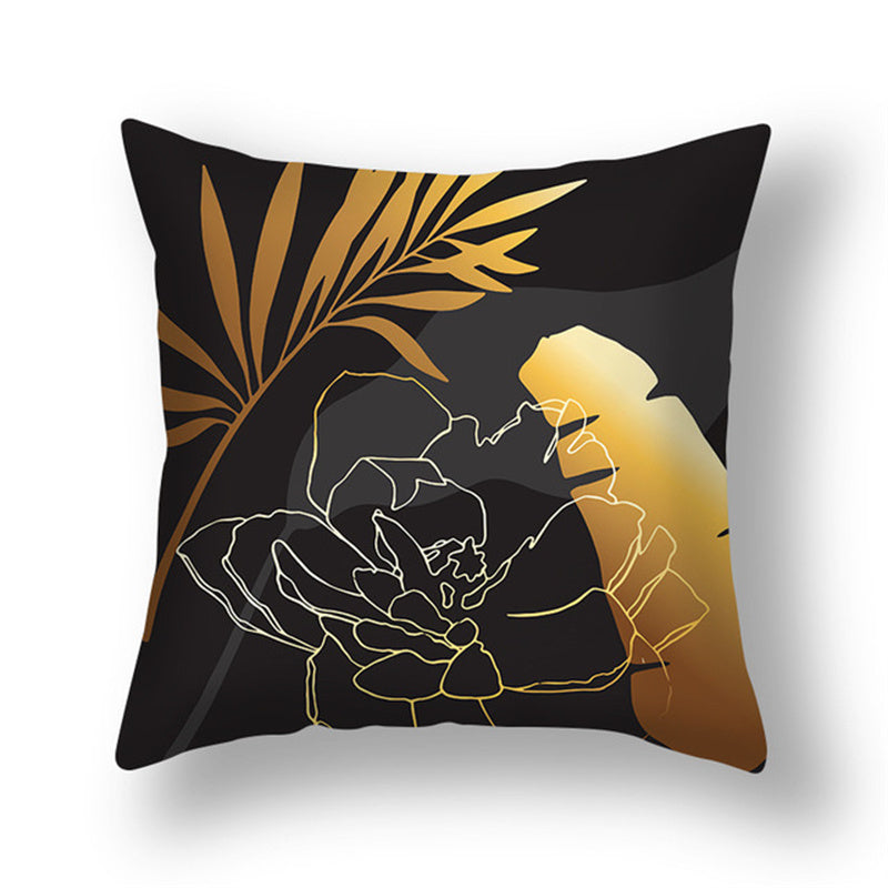 KTX-008531 Ginkgo Leaf Printed Pillow Cover in Modern Design, 45x45cm, Soft Fabric