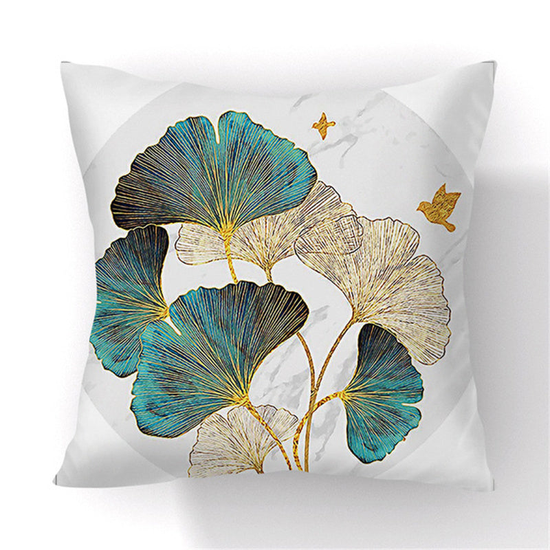 KTX-008531 Ginkgo Leaf Printed Pillow Cover in Modern Design, 45x45cm, Soft Fabric