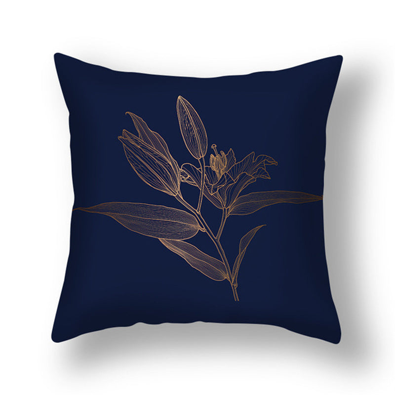 KTX-008531 Ginkgo Leaf Printed Pillow Cover in Modern Design, 45x45cm, Soft Fabric