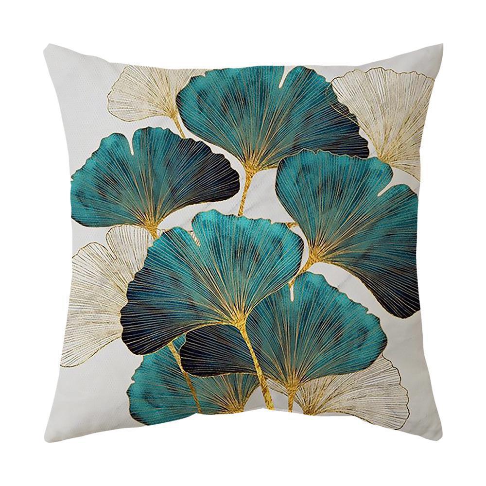 KTX-008531 Ginkgo Leaf Printed Pillow Cover in Modern Design, 45x45cm, Soft Fabric