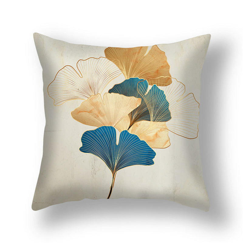 KTX-008531 Ginkgo Leaf Printed Pillow Cover in Modern Design, 45x45cm, Soft Fabric