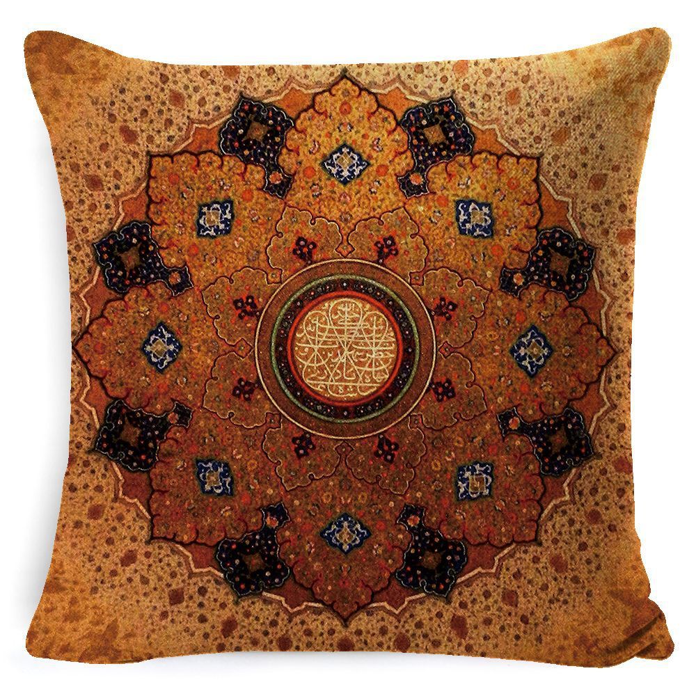 KTX-008659 Bohemian Mandala Linen Cushion Cover for Bedside and Sofa, 45x45 cm