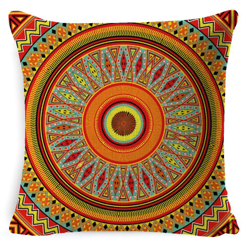 KTX-008659 Bohemian Mandala Linen Cushion Cover for Bedside and Sofa, 45x45 cm