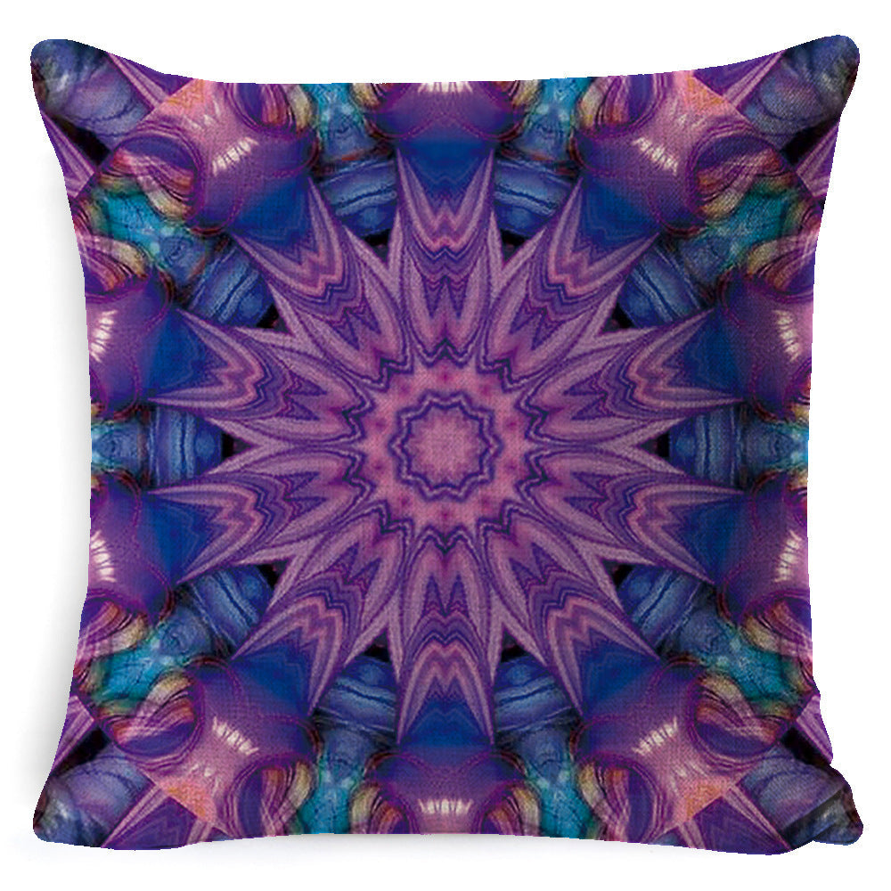 KTX-008659 Bohemian Mandala Linen Cushion Cover for Bedside and Sofa, 45x45 cm