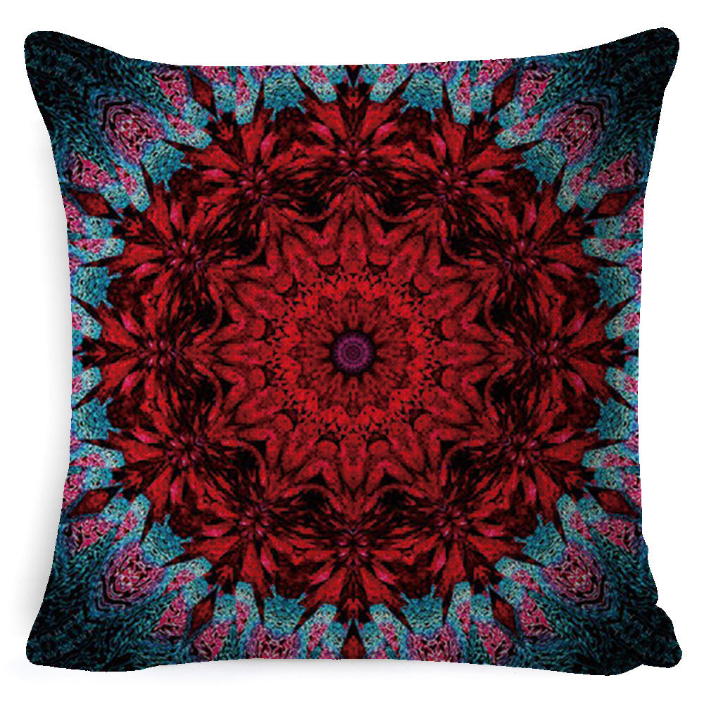 KTX-008659 Bohemian Mandala Linen Cushion Cover for Bedside and Sofa, 45x45 cm
