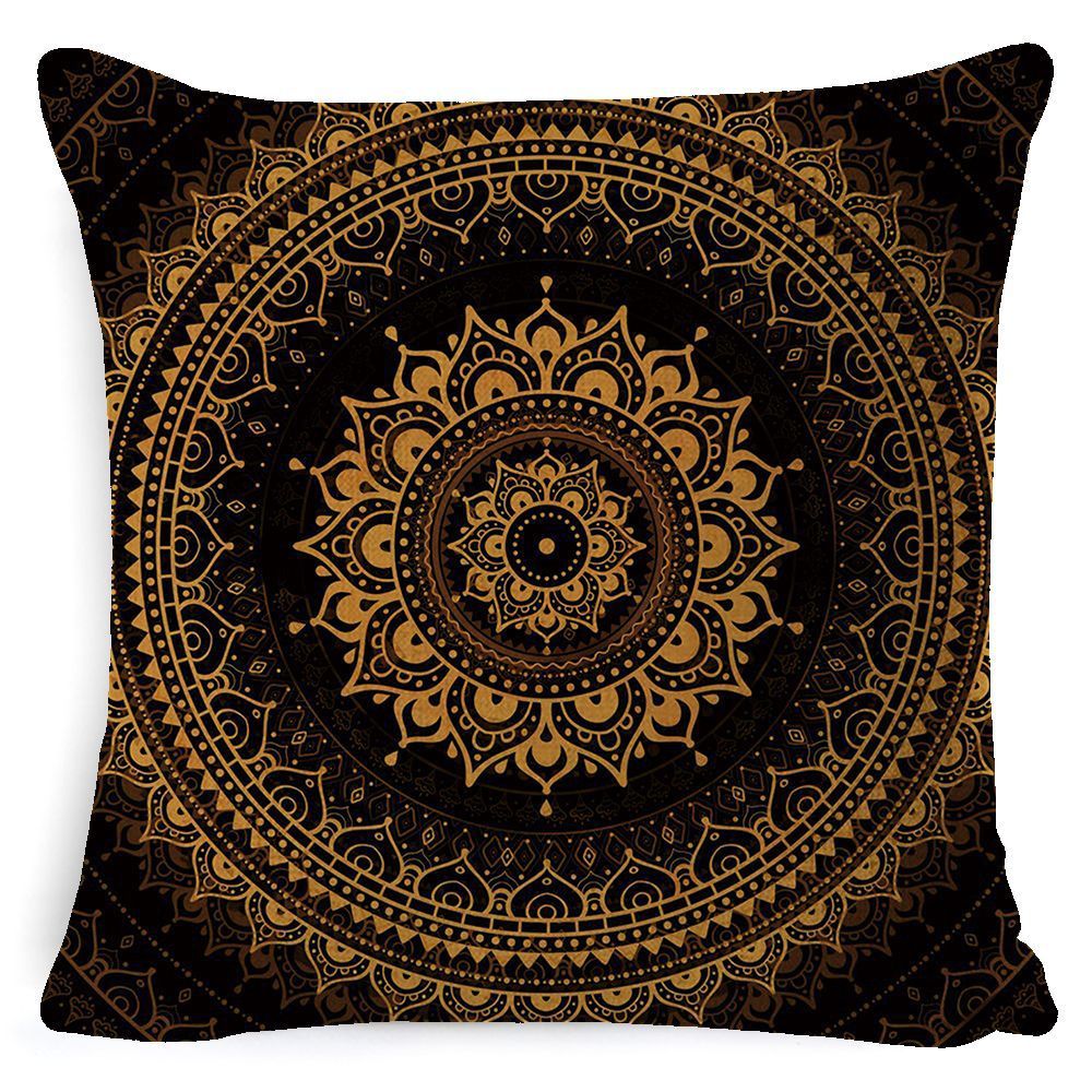 KTX-008659 Bohemian Mandala Linen Cushion Cover for Bedside and Sofa, 45x45 cm