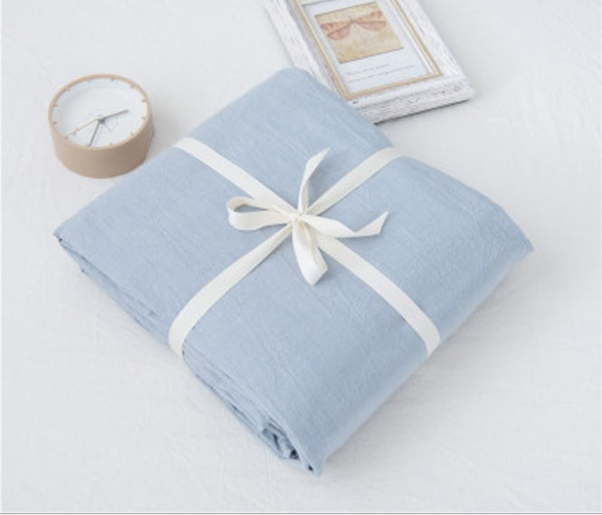 KTX-008851 Washed Cotton Bed Sheet Set in Solid Colors – Pink, Light Blue, Denim Blue, Light Gray, Light Green, Beige