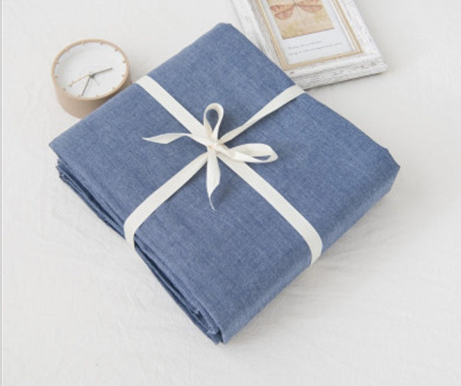 KTX-008851 Washed Cotton Bed Sheet Set in Solid Colors – Pink, Light Blue, Denim Blue, Light Gray, Light Green, Beige