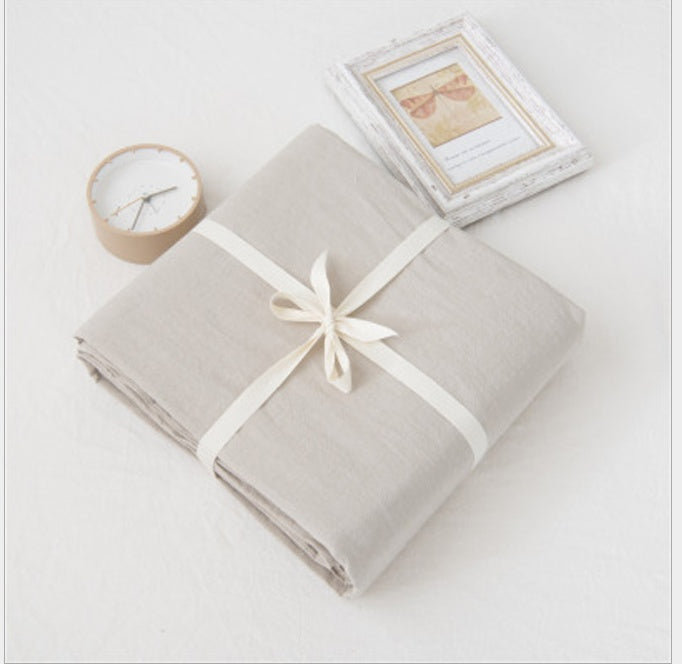 KTX-008851 Washed Cotton Bed Sheet Set in Solid Colors – Pink, Light Blue, Denim Blue, Light Gray, Light Green, Beige