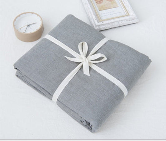 KTX-008851 Washed Cotton Bed Sheet Set in Solid Colors – Pink, Light Blue, Denim Blue, Light Gray, Light Green, Beige