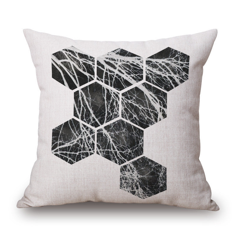 KTX-008979 Black and White Modern Impression Pillow Case, Cotton Linen Cushion Cover, 45CM x 45CM