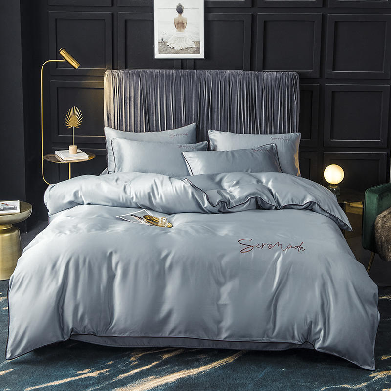 KTX-009171 Serenade Washed Silk Four-Piece Bedding Set in Multiple Colors for 1.5m, 1.8m, and 2.0m Beds