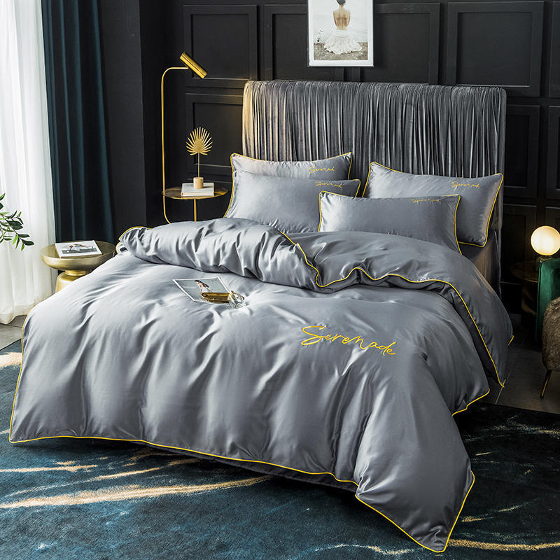 KTX-009171 Serenade Washed Silk Four-Piece Bedding Set in Multiple Colors for 1.5m, 1.8m, and 2.0m Beds