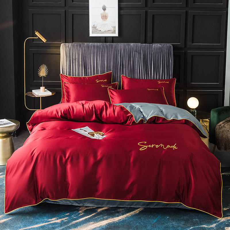 KTX-009171 Serenade Washed Silk Four-Piece Bedding Set in Multiple Colors for 1.5m, 1.8m, and 2.0m Beds