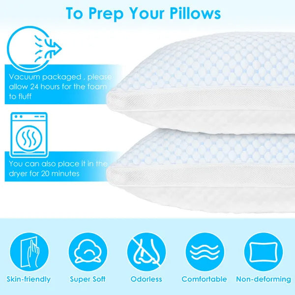 KTX-009683 Adjustable Shredded Memory Foam Pillow with Double-Sided Cooling and Bamboo Cover, Machine Washable