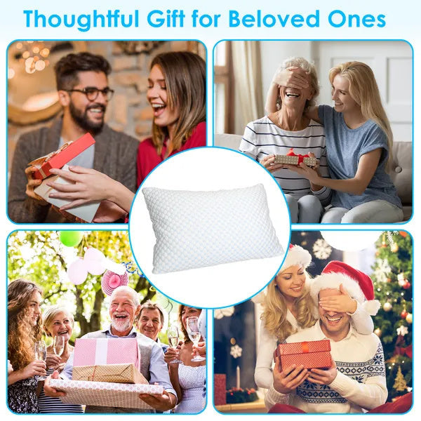 KTX-009683 Adjustable Shredded Memory Foam Pillow with Double-Sided Cooling and Bamboo Cover, Machine Washable