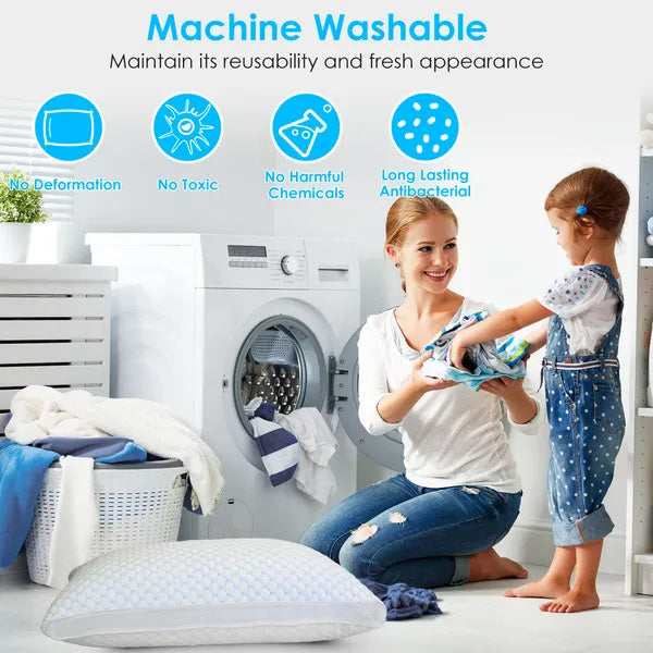 KTX-009683 Adjustable Shredded Memory Foam Pillow with Double-Sided Cooling and Bamboo Cover, Machine Washable