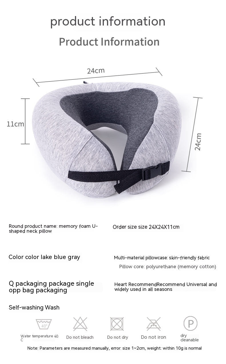 KTX-009811 U-Shaped Memory Foam Pillow with Removable Washable Cover for Travel and Home