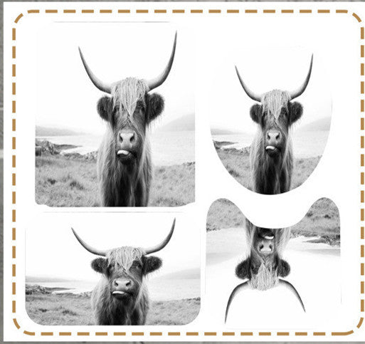 KTX-010707 Farmhouse Cow Shower Curtain with Daisy Design - Lightweight Polyester, Waterproof & Machine Washable