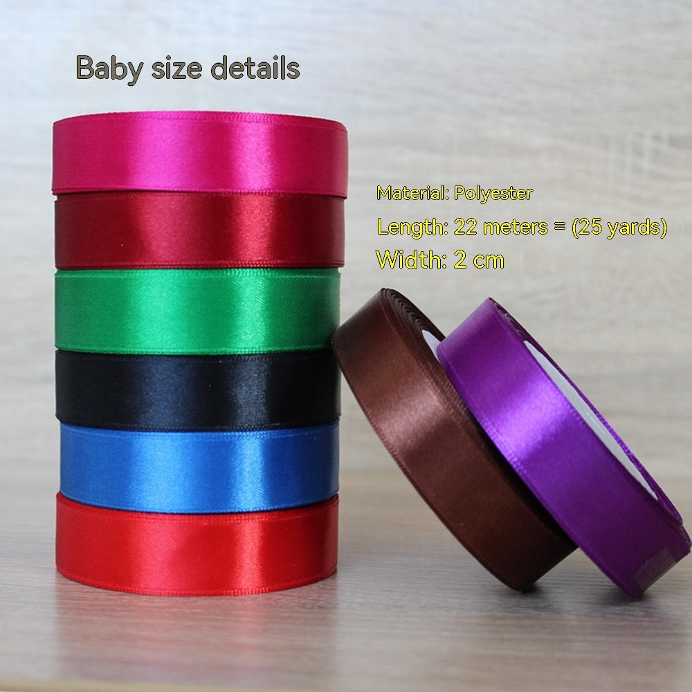 KTX-010835 2cm Wide Glossy Single-Sided Polyester Ribbon - 22m Roll for Cake Decorating and Gift Wrapping