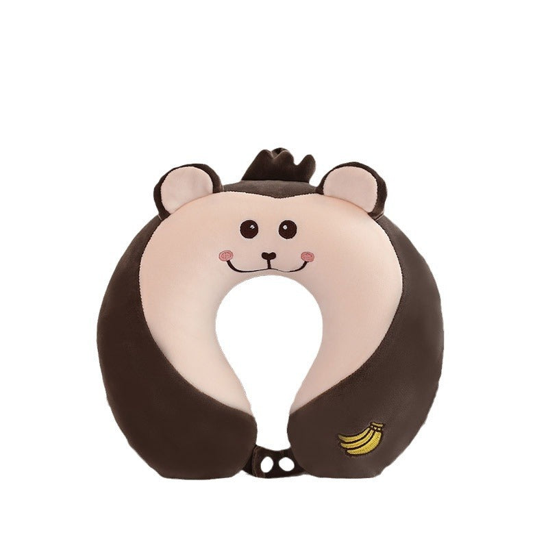 KTX-011283 U-shaped Memory Foam Cartoon Pillow - Cat Eye Mask, Unicorn, Frog, Rabbit, Monkey, Tiger Designs