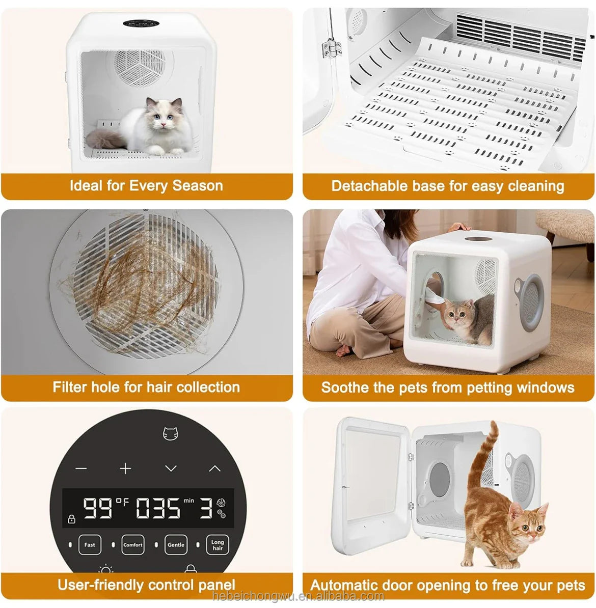 KTX-011411 Pet Hair Dryer Box for Cats and Dogs - 2000W Low Noise ABS Material, Efficient Indoor Drying