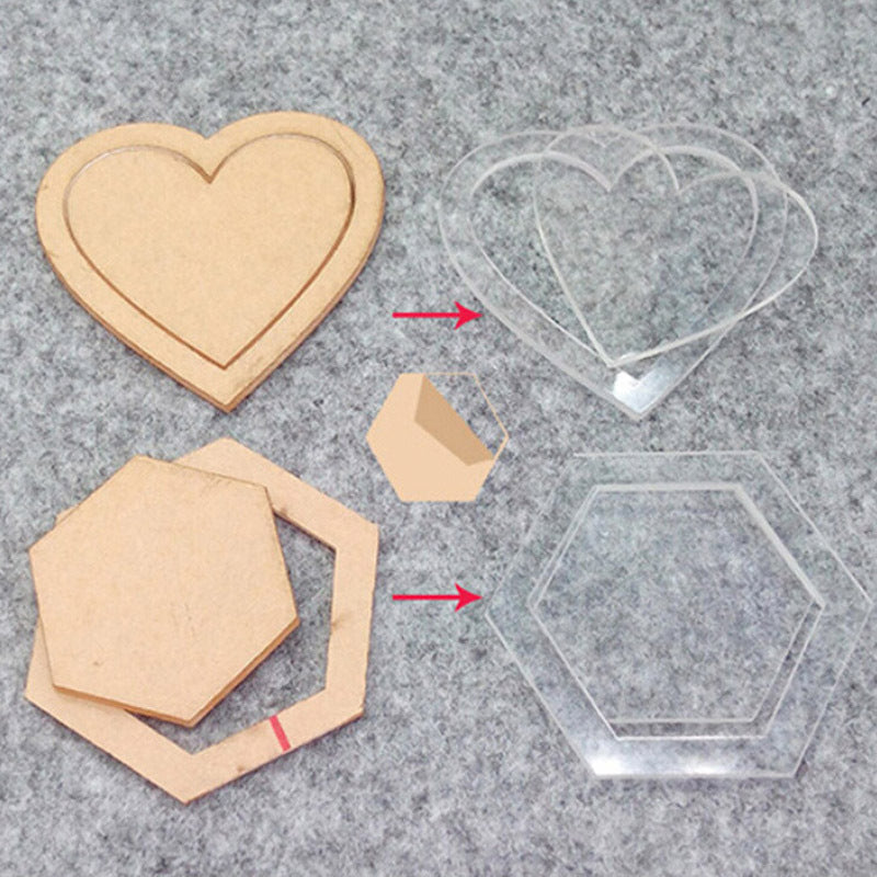 KTX-011987 DIY Patchwork Template - 27 Sets of 54 Designs, White Thick Acrylic, 2mm Thick