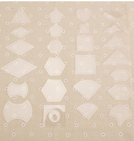 KTX-011987 DIY Patchwork Template - 27 Sets of 54 Designs, White Thick Acrylic, 2mm Thick