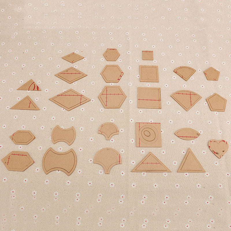 KTX-011987 DIY Patchwork Template - 27 Sets of 54 Designs, White Thick Acrylic, 2mm Thick