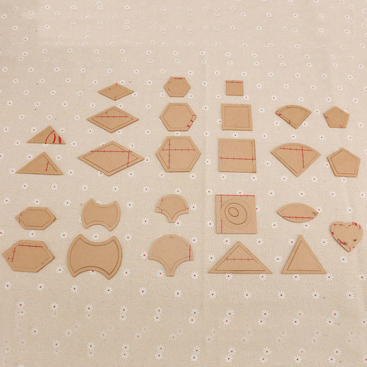 KTX-011987 DIY Patchwork Template - 27 Sets of 54 Designs, White Thick Acrylic, 2mm Thick