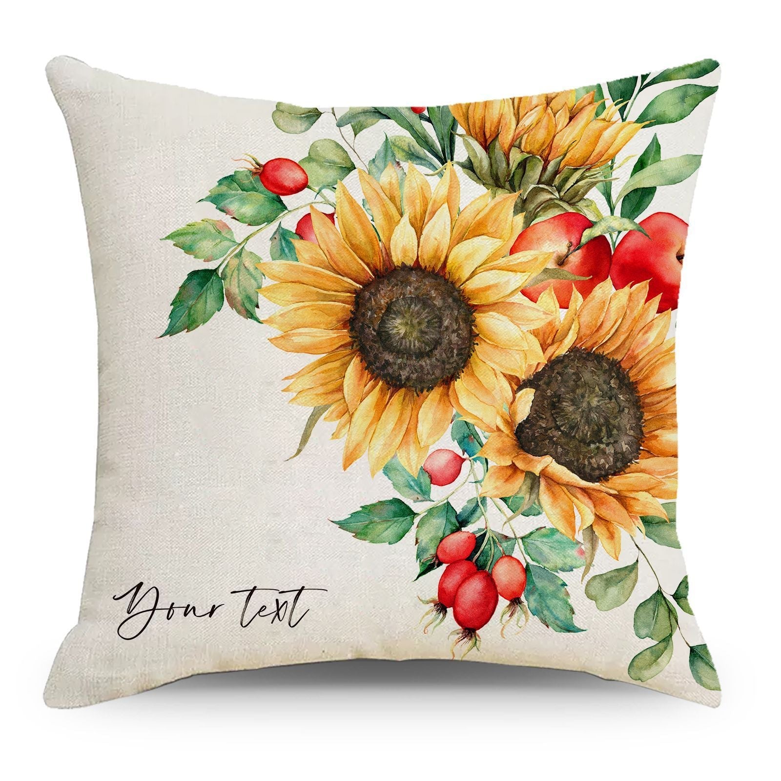 KTX-011987 Rustic Floral Linen Print Pillowcase for Elegant Home Decor