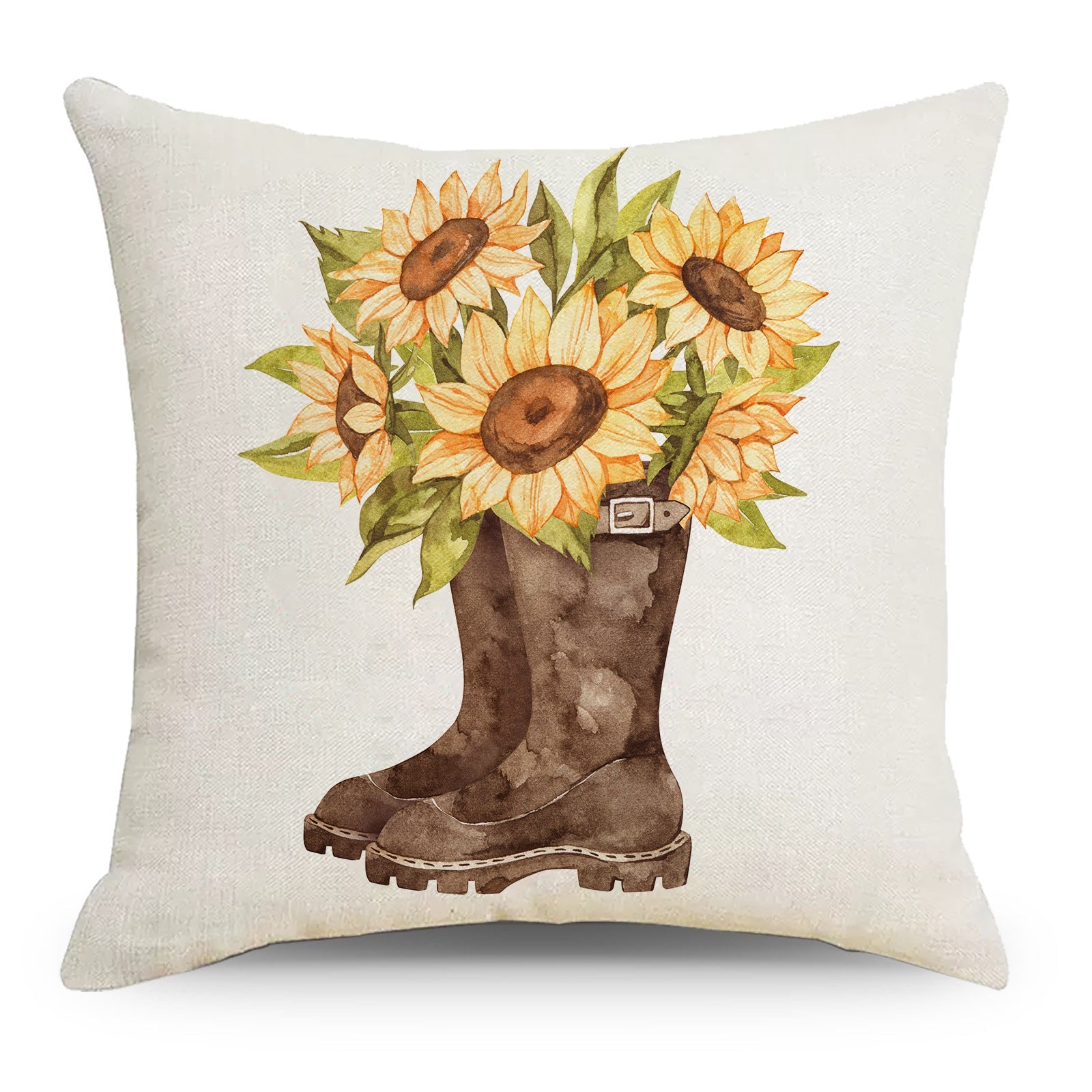 KTX-011987 Rustic Floral Linen Print Pillowcase for Elegant Home Decor